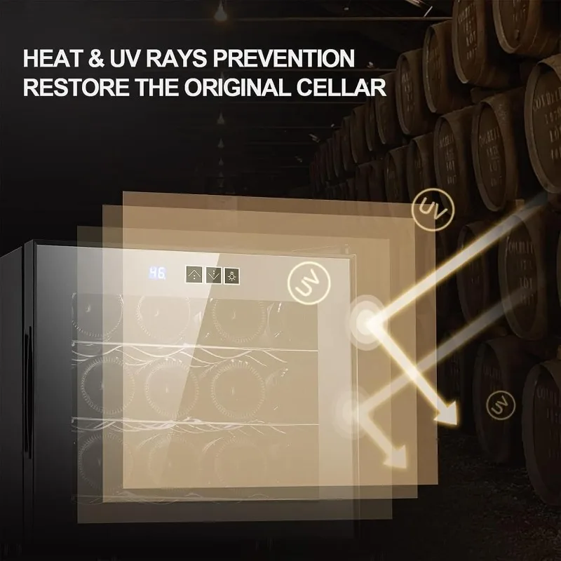 ตู้เย็นตู้แช่ไวน์, อัพเกรดตู้เย็นไวน์ 12 ขวดชิปคู่ขนาดเล็ก, การควบคุมอุณหภูมิตู้แช่ไวน์บนเคาน์เตอร์