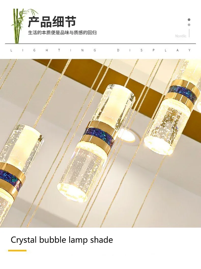 

Modern LED Long Chandelier Designer Attic Crystal Pendant Lamp Luxury Duplex Stairs Living Room Kitchen Lighting Home Decoration