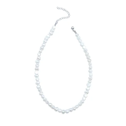 Ожерелье из жемчуга в стиле барокко для женщин, простое модное ожерелье-чокер на ключицу, белое, свадебное украшение топ 10 белая жемчужина - №4