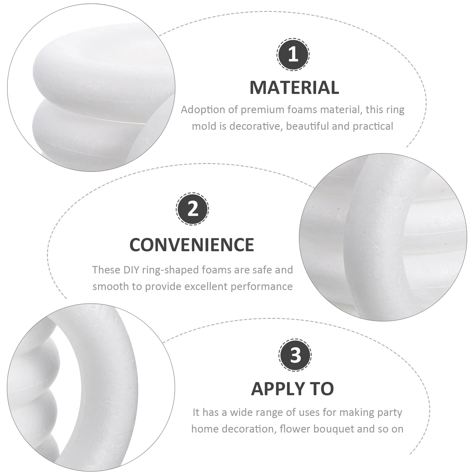 

8 Pcs Foam Garland Handicrafts Handmade Decorations Polystyrene Mini Rope Wreath Kits Frame