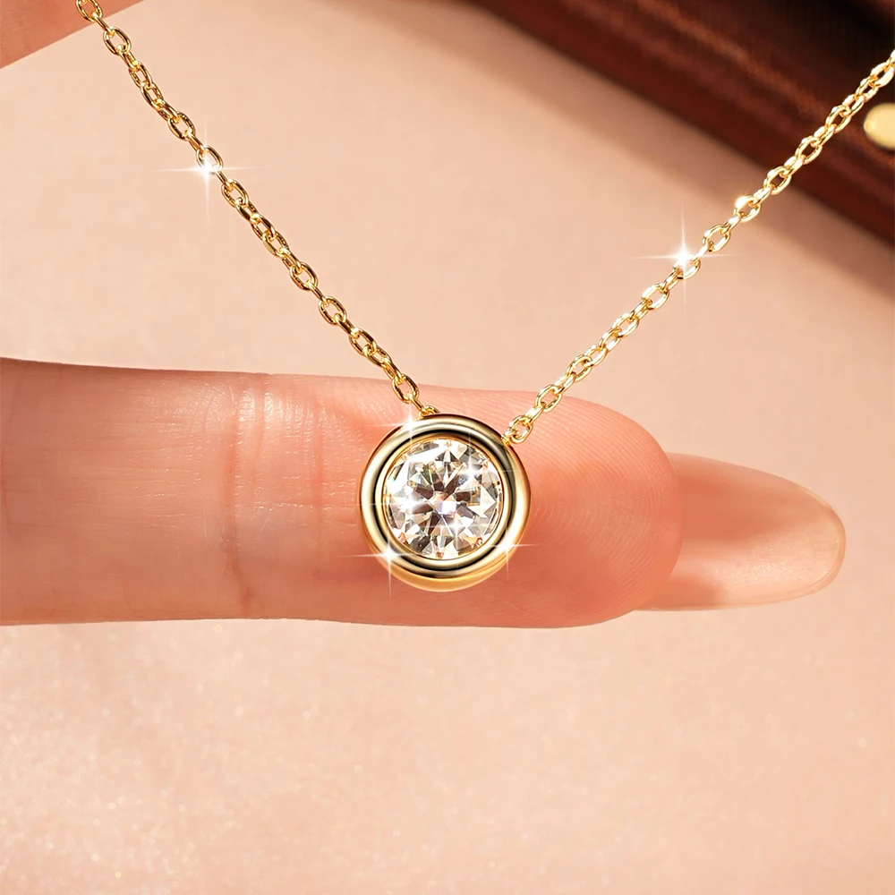 Zertifizierte 4mm-7,5mm Bubble Moissanit Halskette Funkelnder Solitär Labor-Diamant Anhänger Halsketten für Damen Schmuck – Detail 9