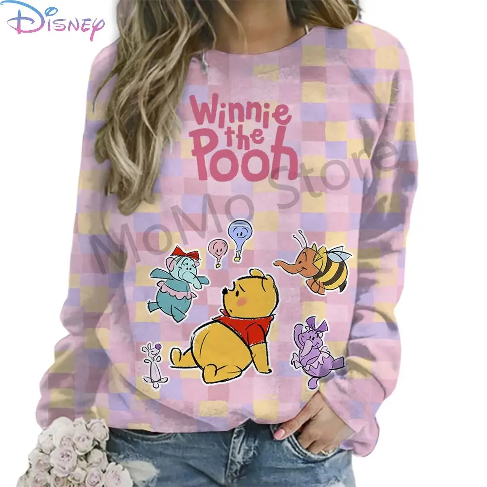 Women\'s Long Sleeve Sweatshirts O Neck Disney Winnie The Pooh 2024 Party Y2k Clothes Streetwear High Quality Lovely Autumn S-3XL