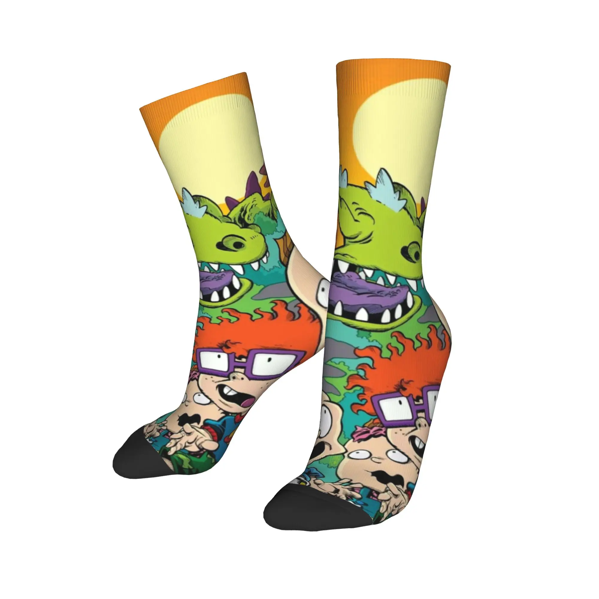 R-Rugrats الكرتون الجوارب نمط جوارب عدم الانزلاق الرجال الجوارب عالية الجودة الخريف القوطية الجري جوارب رياضية