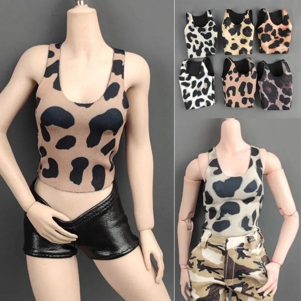 High Quality 6 Colors 1/6 Miniature Vest Leopard Print High Elastic Trendy Clothing Cloth Casual Tank 12