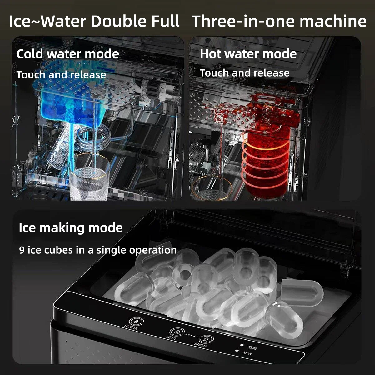 Ice Maker & Water Dispenser Combo, Countertop Ice Machine with Hot & Cold Water, Self-Cleaning Ice Maker for Home Office, Smart image 6