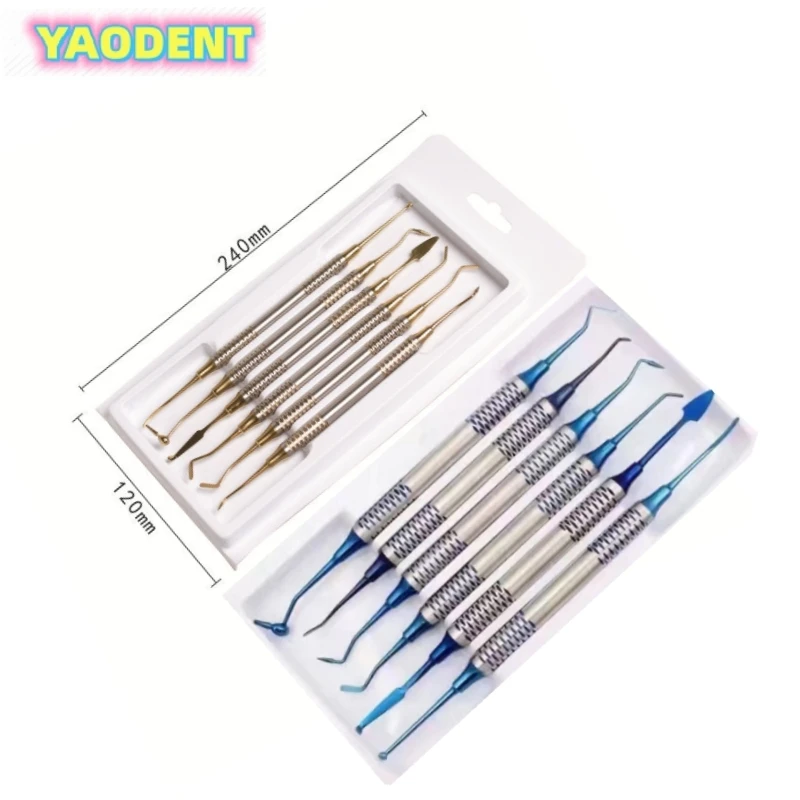 

YAODENT Dental Restorative Set Dental Resin Composite Spatulas Dentistry Filling Titanium Plated Head Resin Filler Set Tools