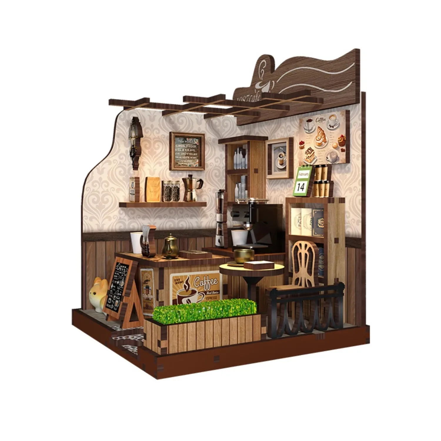 

EDCC Book Nook Kit DIY cottage country coffee house 3d three-dimensional wooden assembly book stand handmade DIY book stand