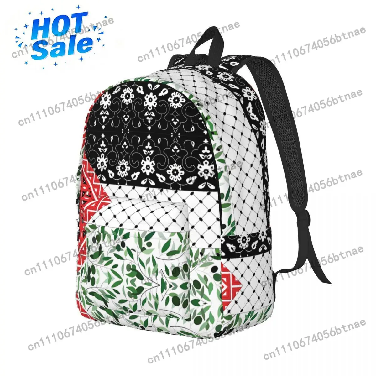 Palestinian Flag With Patterns Of Olives Keffiyeh Backpack Sport Backpacks Unisex Colorful Soft High School Bags Kawaii Rucksack