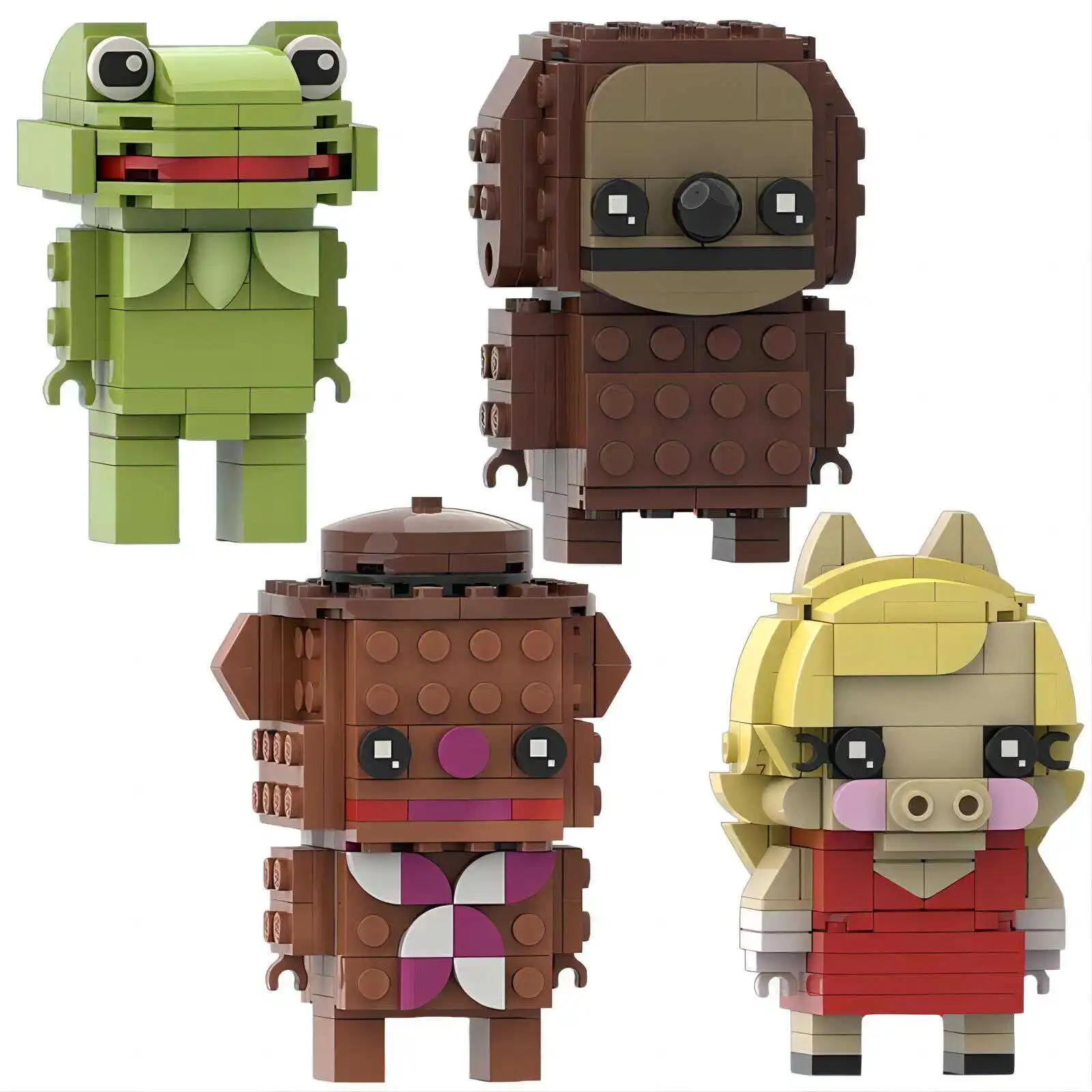 Moive Series Cartoon Frog Character Building Blocks MOC Puppet Doll Square Head Figures Assembly Model Puzzle Toy Birthday Gift