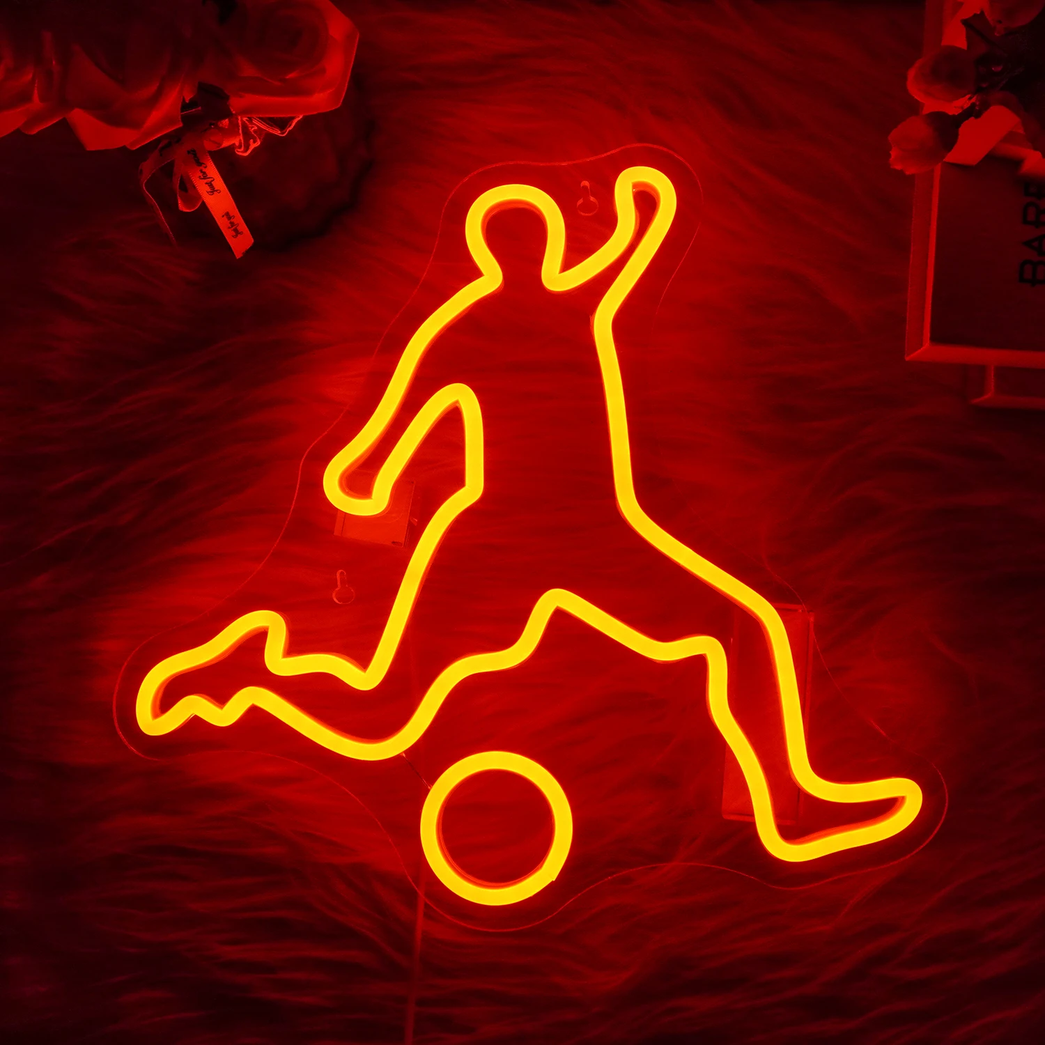 Imagem -03 - Red Soccer Neon Sign Wall Decor Dimmable Ball Lights Birthday Party Casa Quarto Loja de Decoração Clube Presentes Infantis