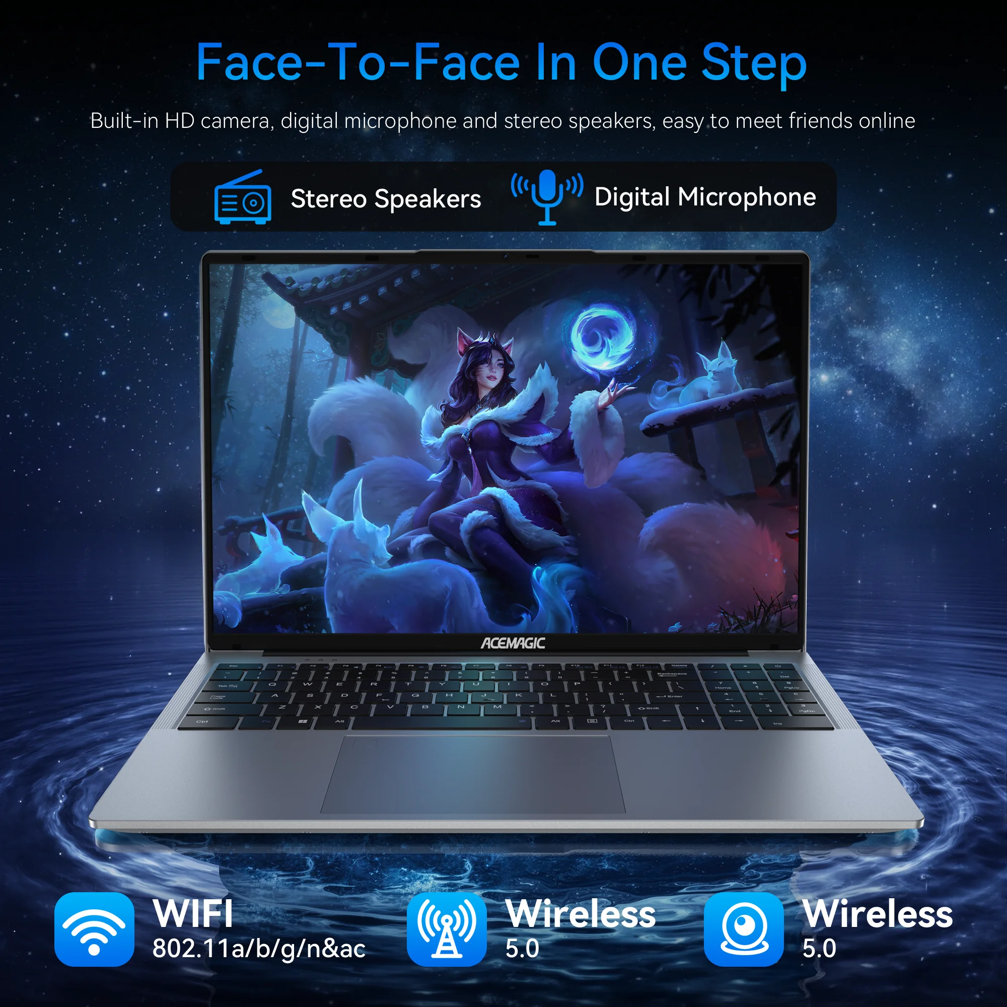 ACEMAGIC 16" Ultra Slim Laptop 16GB RAM 512GB SSD Intel N97 Notebook Gamer 1920*1080 Display Office Study Computer PC Windows 11