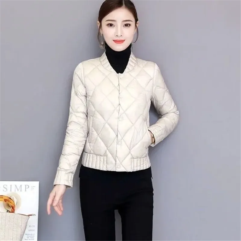 Down Cotton Lightweight Cotton Coat Women\'s Short 2024 New Middle Aged Women Autumn Winter  Jacket Short Cotton Outerwear