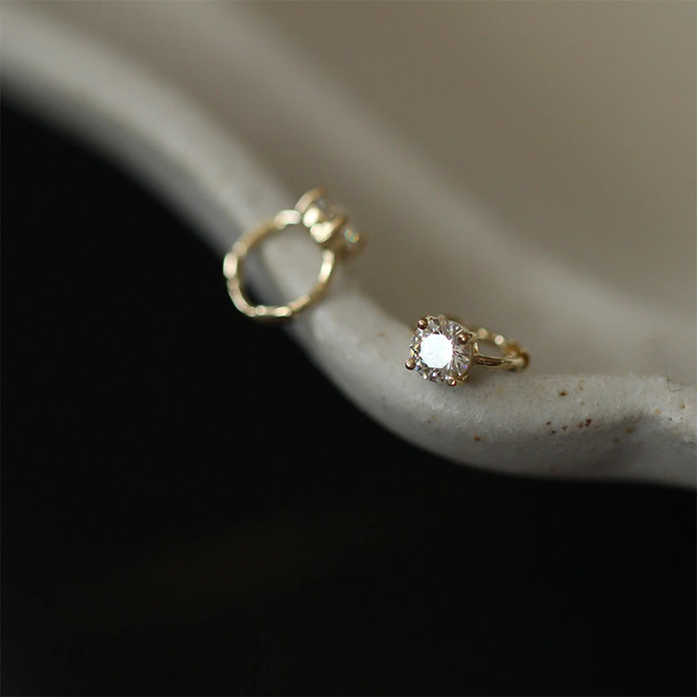 CANNER Fashion Mini White Zircon Cute Hoop Earring New S925 Sterling Silver Loops Pendant Huggie Earring For Women Jewelry Gifts — zdjęcie 2