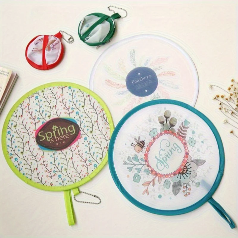 1pcs Fashion Japanese Style for Home,Travel Collapsible Cooling Fans Pocket Size Foldable Fan Party Favor Home Decor Round Fan