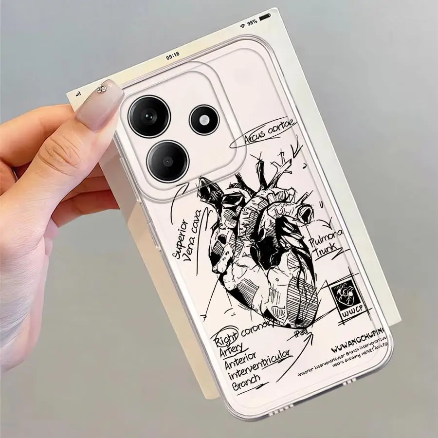 حافظة لهاتف Xiaomi Redmi Note 12 13C 9 9S 12S 10S 14 Pro Plus 13 11S 11 14C A4 نمط قلب الخط #2