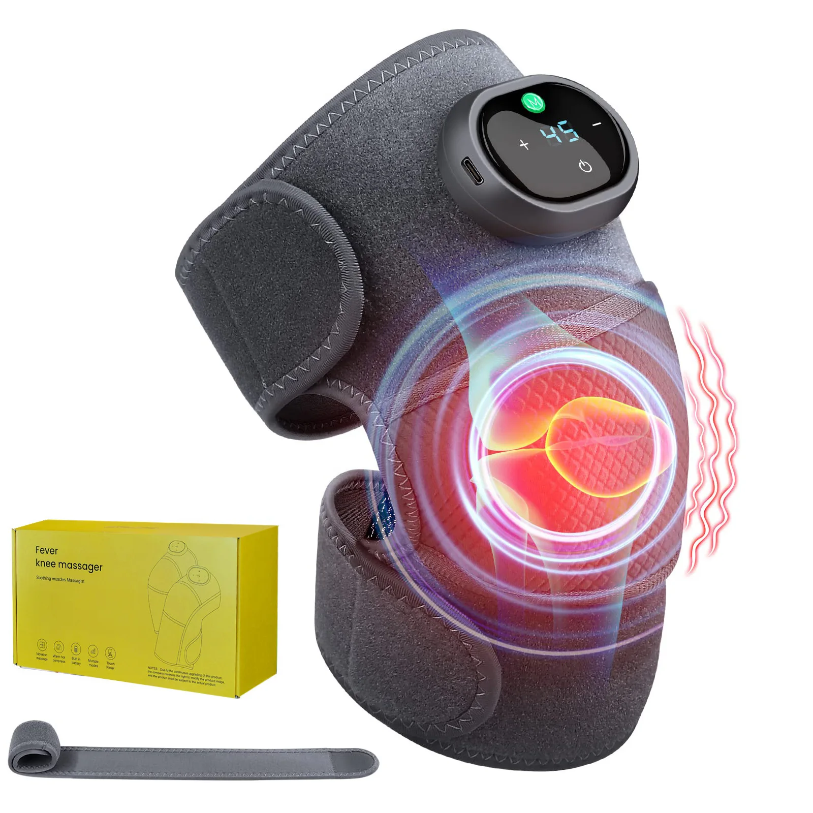 

2/1PCS Rechargeable Heated Knee Massager, Adjustable 3D Fully Heated Knee Pad With Heating Mode And Adjustable Vibration