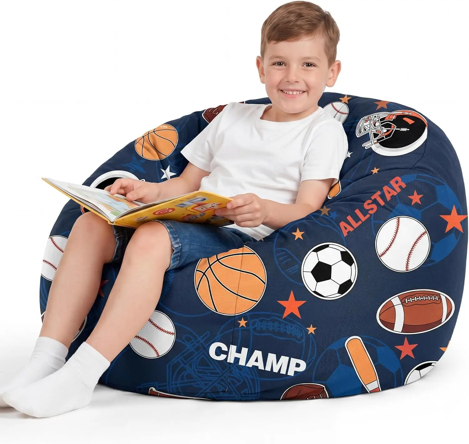 

Washable Canvas Bean Bag Chair Cover with Zipper for Stuffed Animal Storage 27 Inches