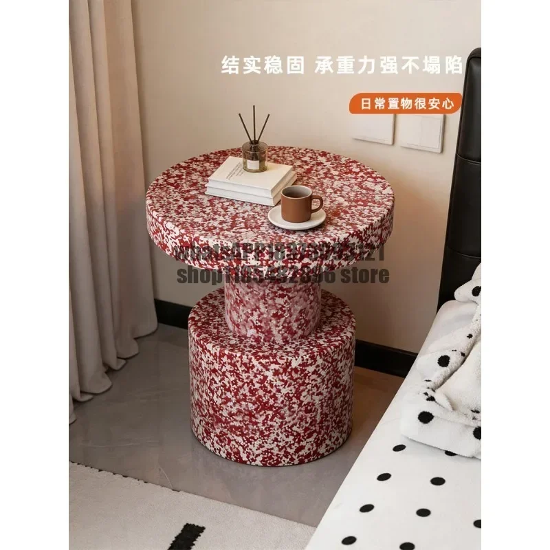 Living room cream wind marble pattern edge few modern simple round bedroom corner few light luxury balcony coffee table