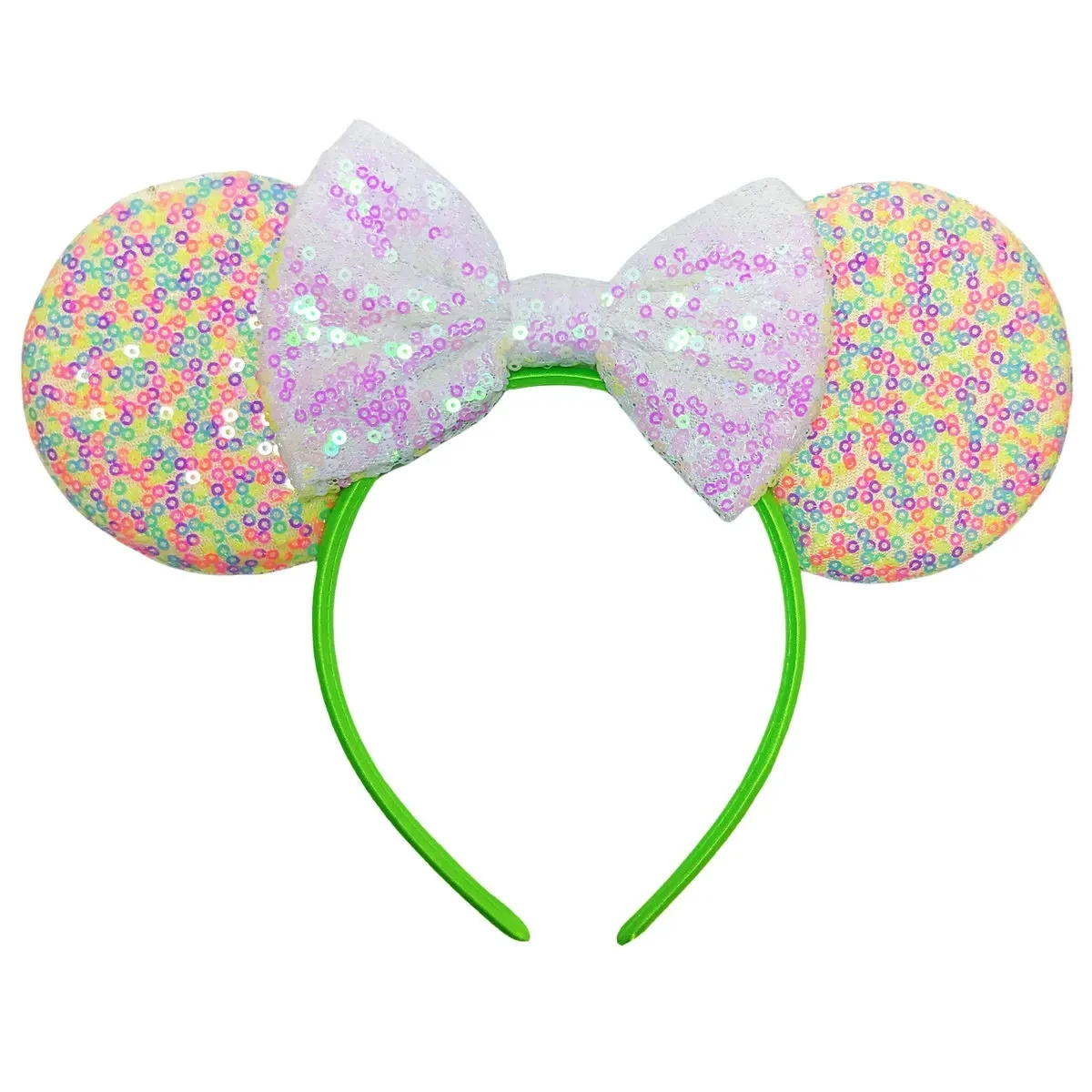 Ziming Mixed Colors Mouse Ears Headband For Girls Shinny Sequin Bow Hairband Festival Party Cosplay DIY Hair Accessories