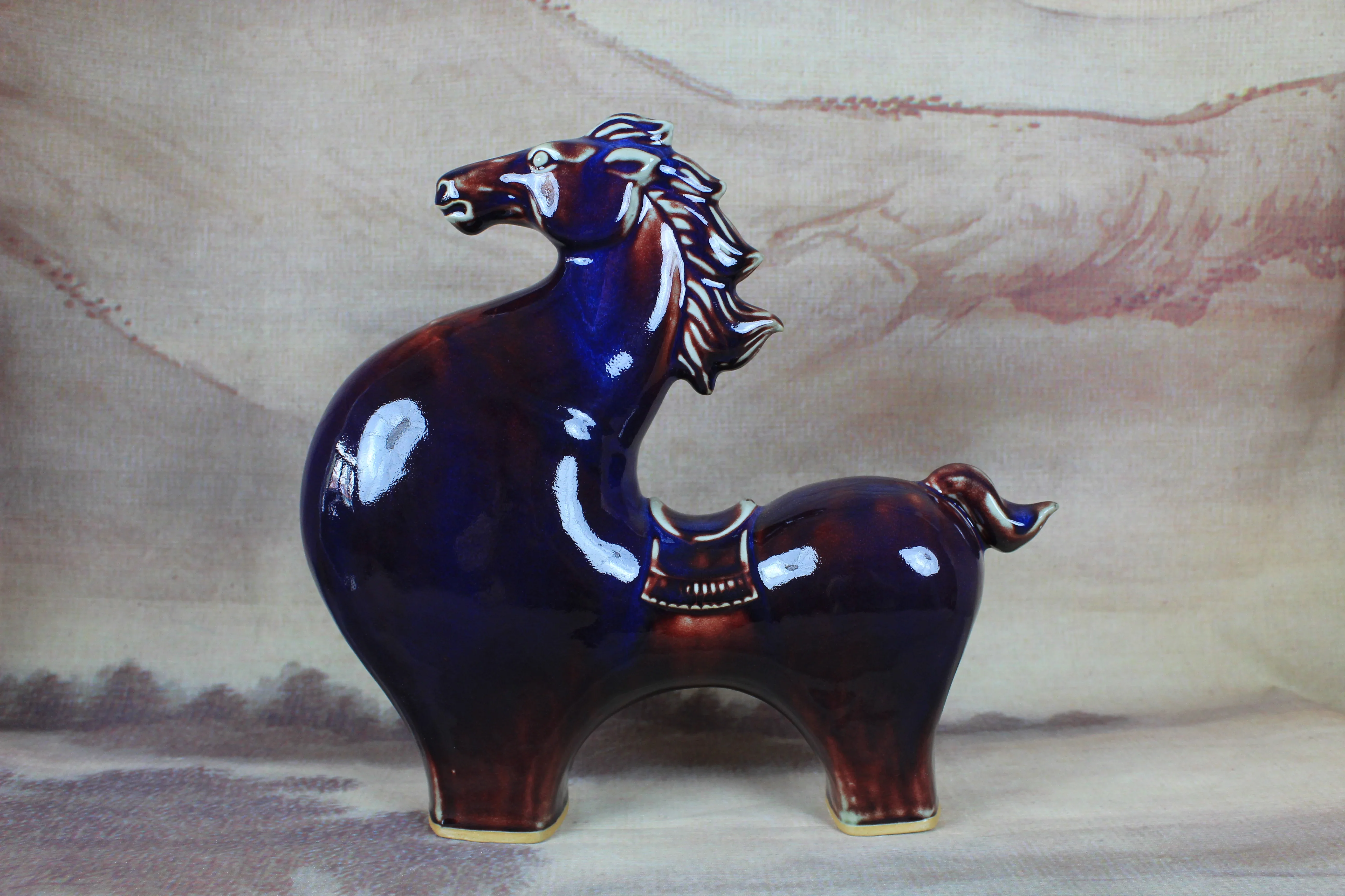 Jun porcelain horse ornaments collection decoration