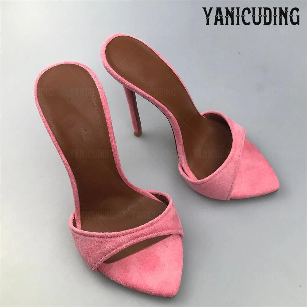 متعدد الألوان الجلد المدبوغ البغال أشار تو سوبر عالية الكعب خنجر النعال مثير موضة أحذية الصيف الانزلاق على الصنادل ألوان مخصصة جديد #4