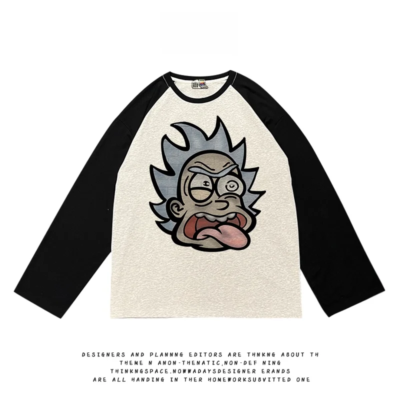 オールネイチャー-カジュアル長袖tシャツ-ユニセックス-漫画ヘッドイラストデザイン-多用途で快適なファッション-すべての年齢層向け