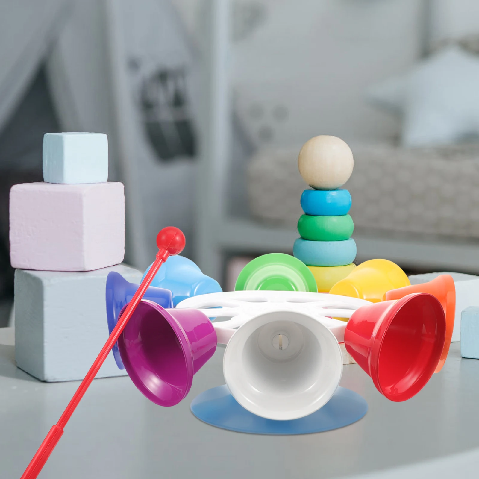

1Set Eight Tone Hand Bells Colorful Percussion Instrument Kids Educational Musical Bells Early Learning Rhythm Development
