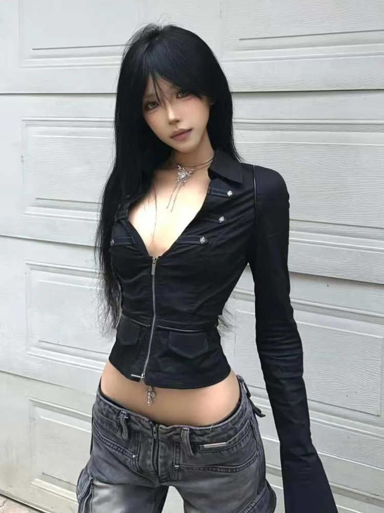 Japonês vintage y2k lolita sem mangas rendas camisas curtas feminino estilo gótico retro estética moda blusa coreano chique primavera