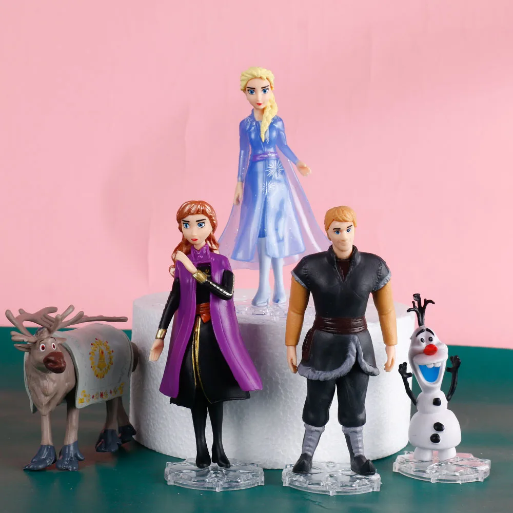 5Pcs/Lot Disney 5-12cm Frozen Princess Elsa Anna Queen Olaf Reindeer Toy PVC Action Figures Cake Decoration Model Kids Gift