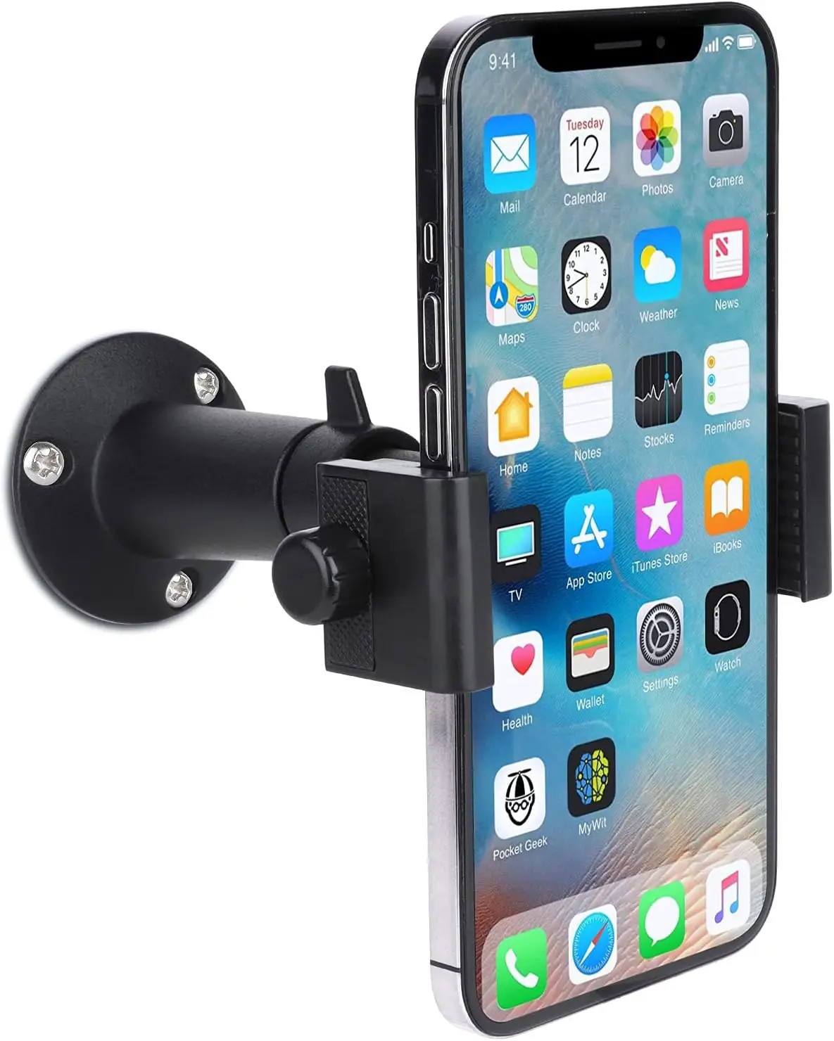Wall Mount Phone Holder Bracket with 360°Adjustable Mount for IPhone/Nexus/LG Smart Phones and GPS Navigator,Compatible with 3.5~6.5inch Width