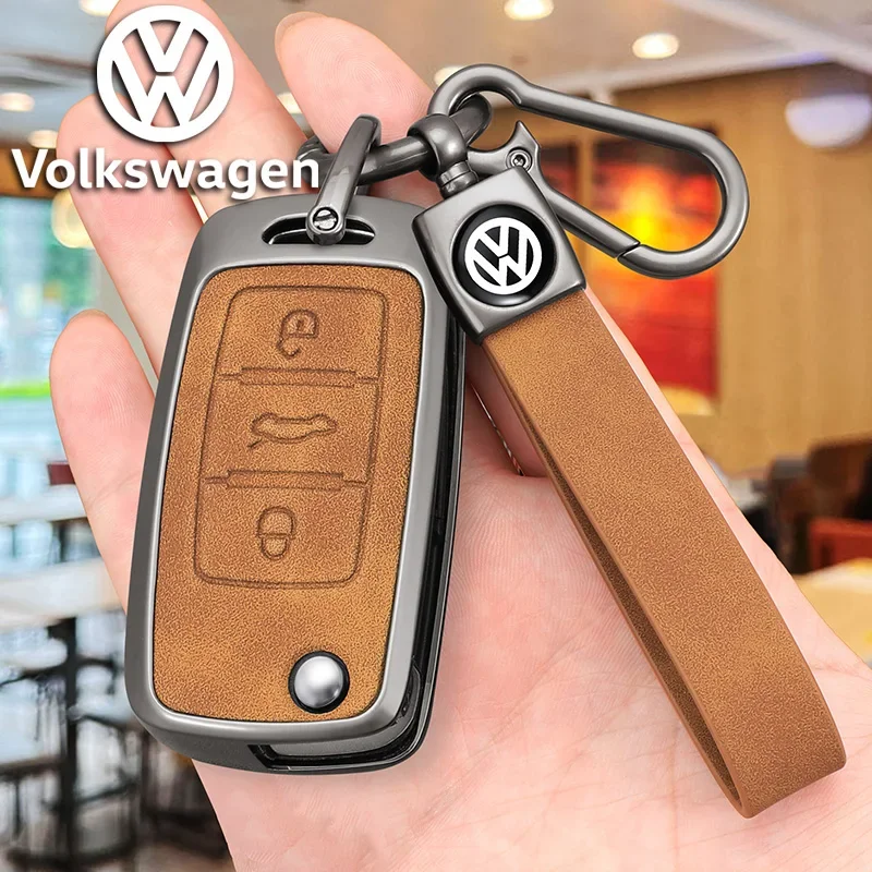 Zinc Alloy Car Remote Key Case Cover Shell For Volkswagen VW Polo Golf Passat Tiguan Beetle Caddy T5 Up Eos Keychain Accessories