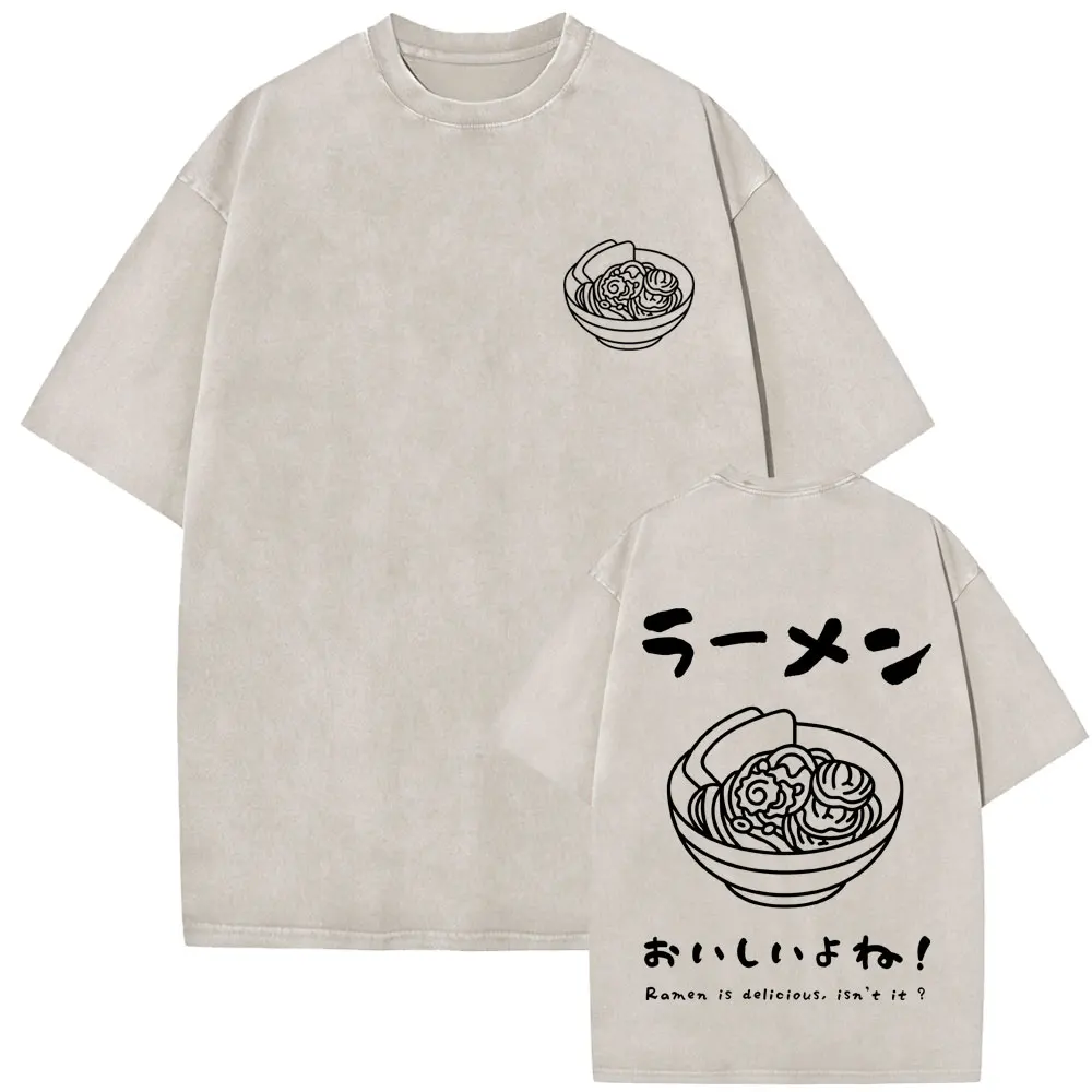 

Ramen Vintage Washed T Shirt Food Lover Kawaii Japanese Streetwear Foodie Noodle T-shirt Men Cotton Oversized Short Sleeve Tees
