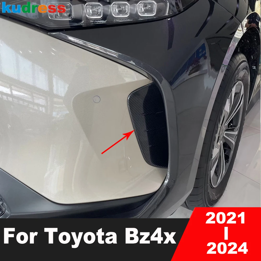 Car Front Blad Cover Trim For Toyota Bz4x 2021 2022 2023 2024 Carbon Fiber Head Light Lamp Eyebrow Wind Knife Trims Accessories