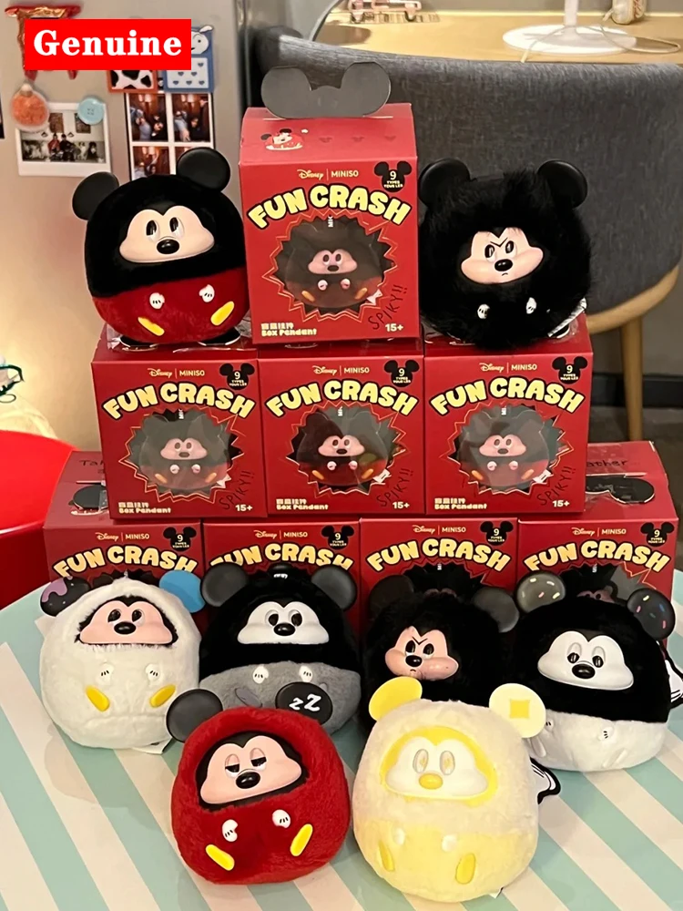 

Miniso Disney Mickey Mouse Vinyl Plush Keychain Blind Box Cute Collectible Gift for Women Girls Trendy Collision Series Toy
