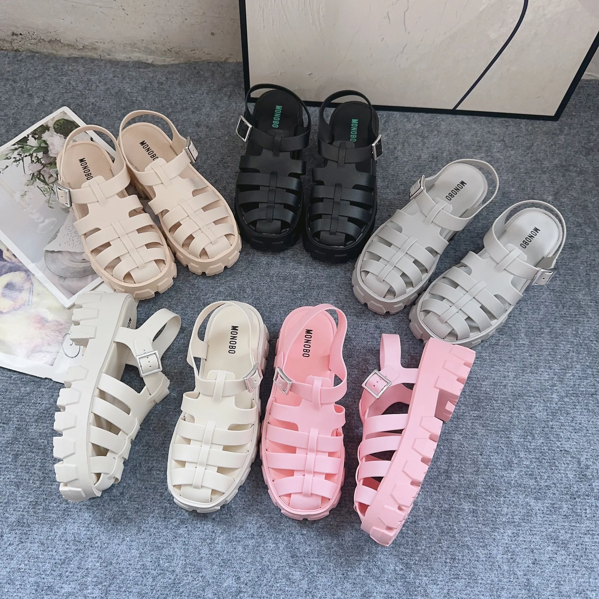 New Summer High Heel Ladies Roman Sandals Fashion Women Woven Cage Casual Shoes hollow Girl Muffin Flatform Shoes SHW156