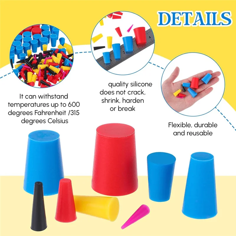 LICE-250Pcs 8 Sizes Silicone Cone Plug Kit Powder Coating Kit Air Conditioner Drain Cone Plug For Powder Coating