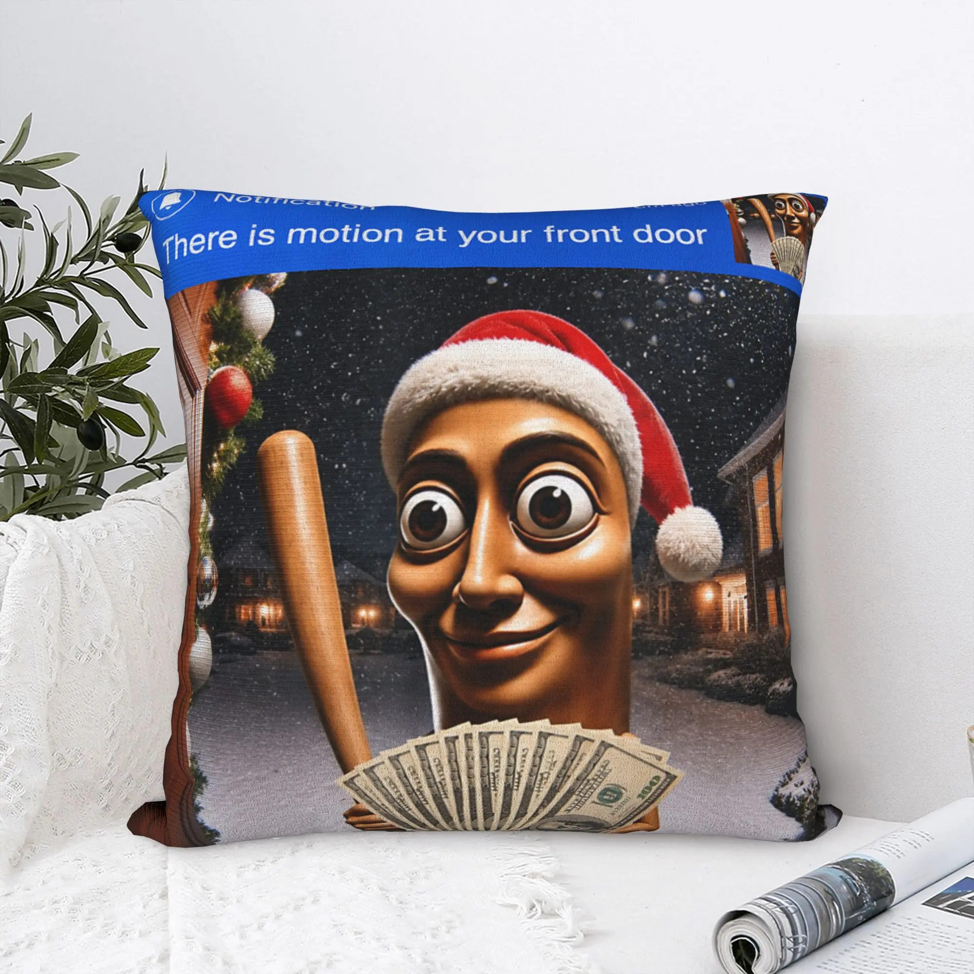 There is Motion at Your Front Tung Tung Sahur Christmas Pillow Case Pillow Cover Cushion Cover For Sofa Couch Bed Living Room