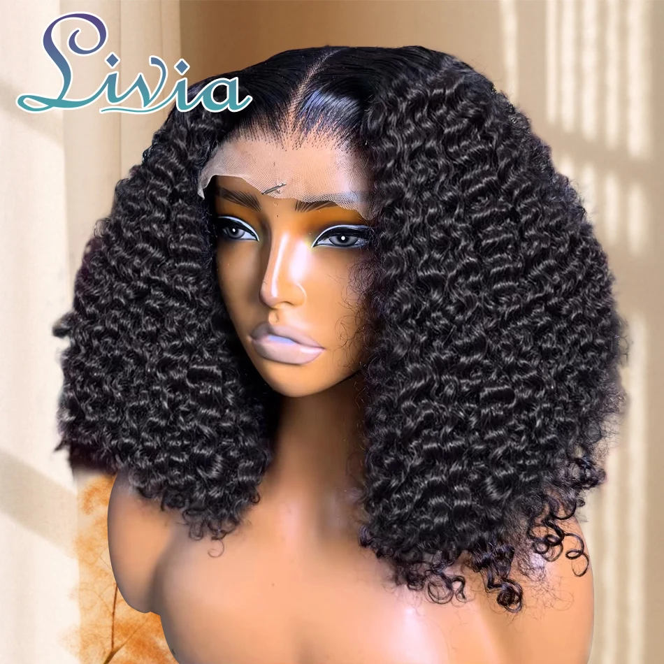 

250% Density Colored Bob Wigs Human Hair Deep Curly Short Bob Wig 13x4 Pre Plucked Lace Frontal Wigs Real Human Hair For Women