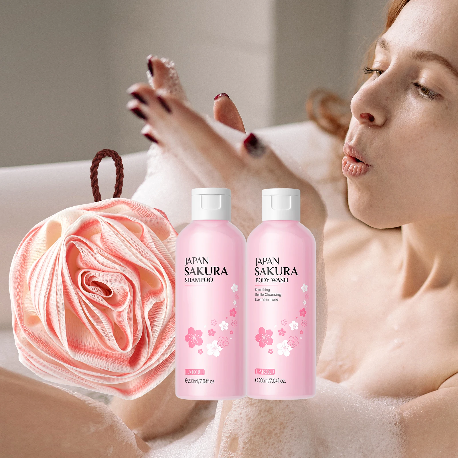 LAIKOU Sakura Body Wash and Shampoo Duo Set