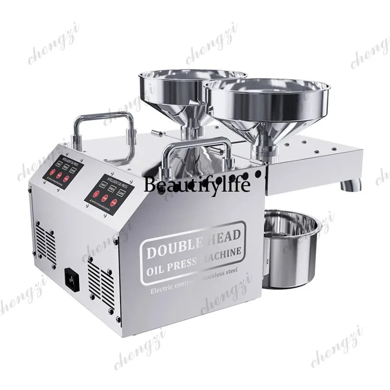 A81 New Double Head Oil Press Commercial Stainless Steel High Extraction Rate Press Flaxseed Sunflower Seed Coconut Meat
