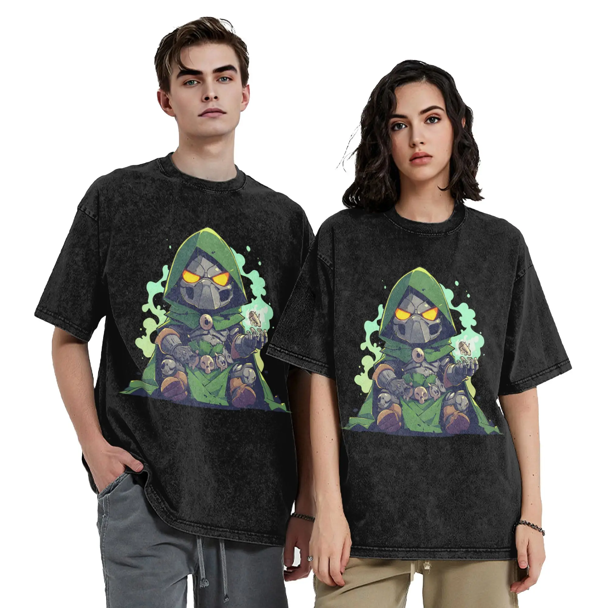 Dr Dooms Comics Washed T Shirts Streetwear Vintage T-Shirt  Tee Shirt for Men Women Cotton High Street Graphic