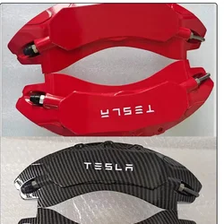 For Tesla Model 3 Y X S Brake Pad Cover Caliper Cover ABS Red Blue Carbon Fiber Pattern