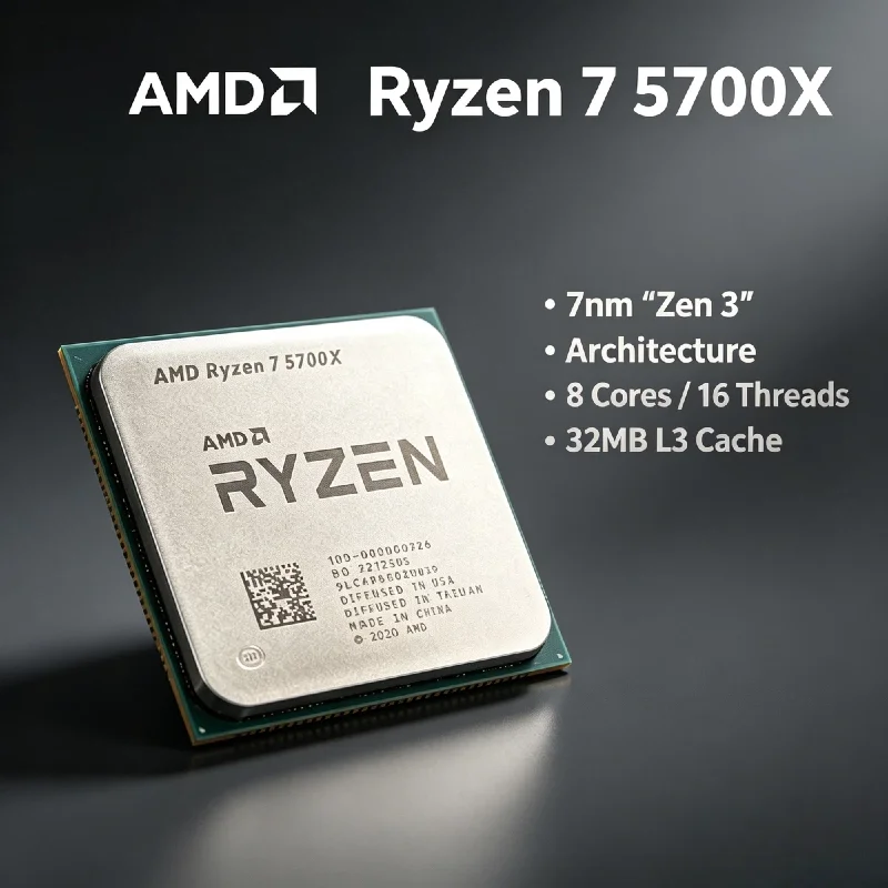 

AMD Ryzen 7 5700X Desktop CPU 4.6GHz 8C 16T 7NM L3 32M 65W Socket AM4 DDR4 Tray No Fan R7 5700X 2026 Edition Ultra