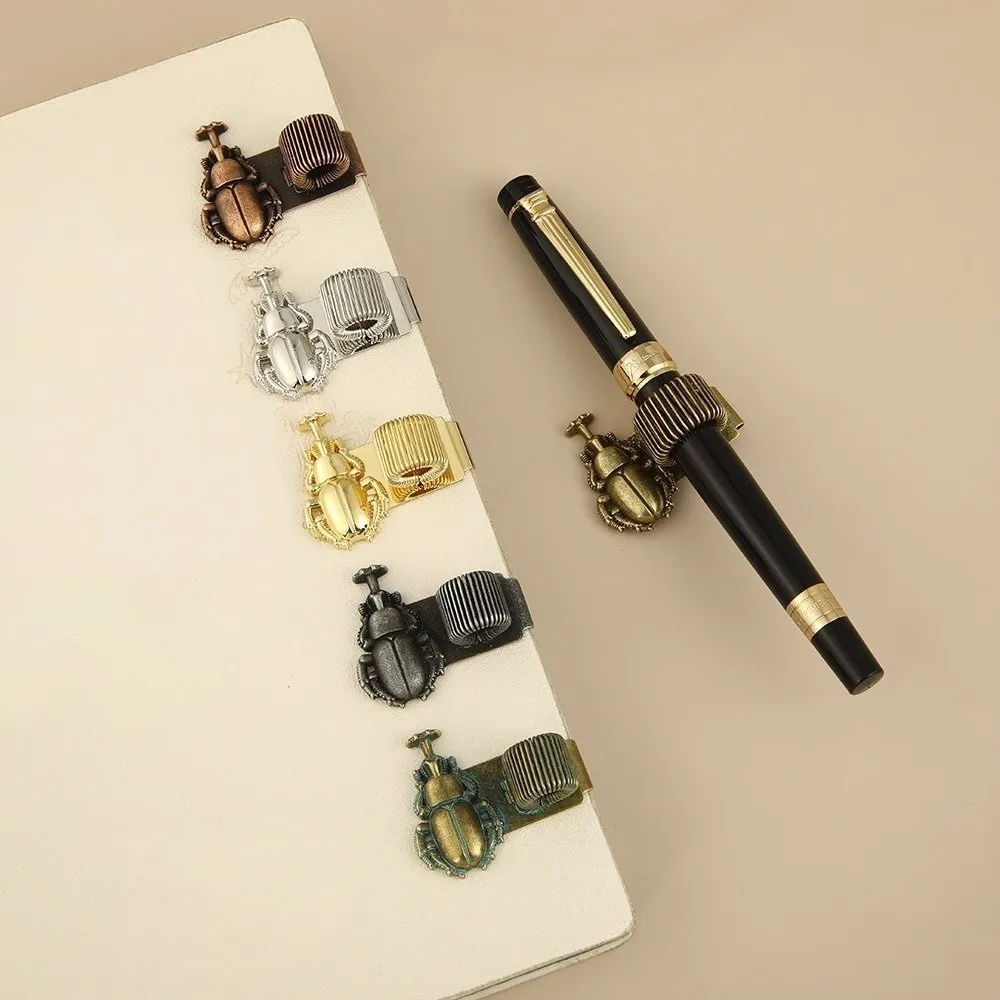 Creative Insect Series Pen Clip with Spring Vintage Metal Butterfly Rhinoceros Beetle Pen Clip Secure Grip Securely Holds