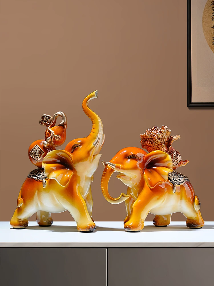 

New Chinese style elephant statue living room office desktop and foyer art decoration attracting wealth and bringing blessings