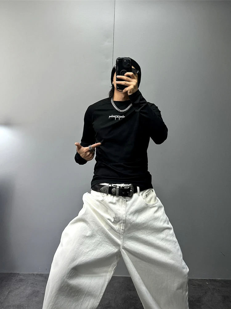 

Мужская модная футболка Bla Slim Fit с длинным рукавом в стиле хип-хоп, высокоэластичная, для уличного стиля, базовая, спортивная, нижнее белье
