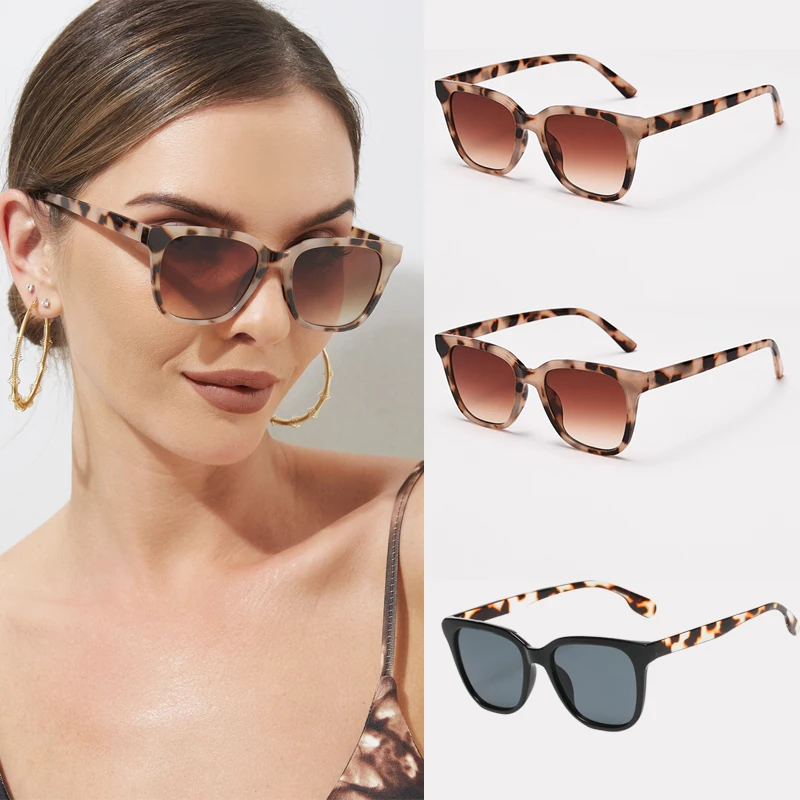 

Car Sunglasses 3pcs Trendy Small Frame Square Sun Glasses Female Color Block Style Glasses Ladies Leopard Luxury Shades UV400