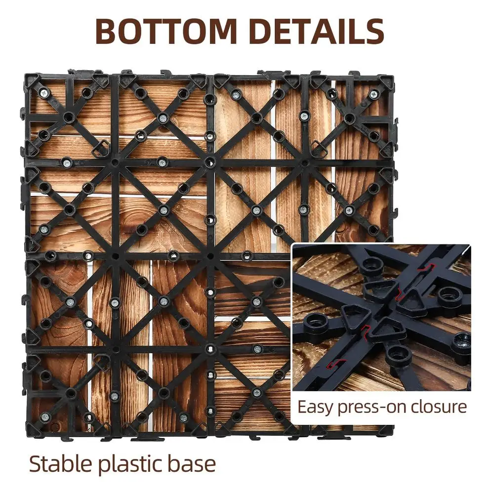 20 piastrelle per ponte ad incastro, pavimenti impermeabili in legno di acacia, per interni ed esterni, patio, giardini, balconi