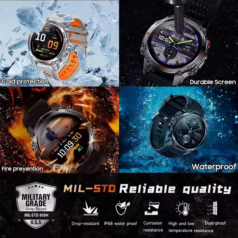 2025 جديد نظام تحديد المواقع العسكري ستة نجوم تحديد المواقع SmartWatch الرجال تشغيل ركوب اللياقة البدنية البوصلة المقتفي 3ATM مقاوم للماء BT دعوة الرياضة Watc