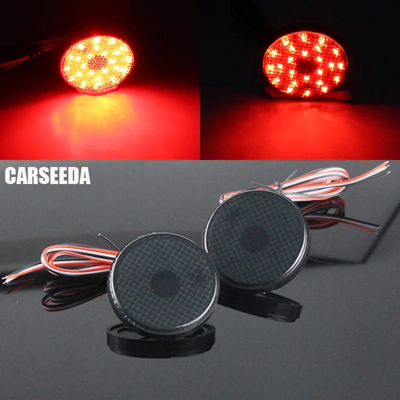 2PCS Red/Black lens LED Rear bumper reflector light tail brake stop light lamp for Toyota Highlander Sequoia ZRR70 Noah Voxy